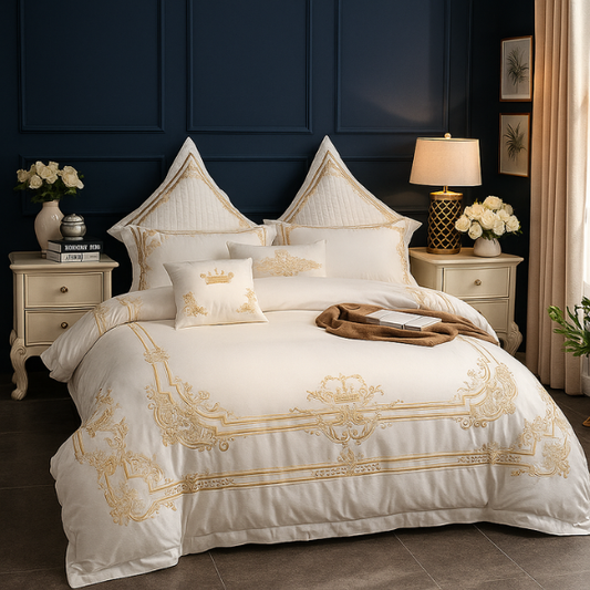 French Embroidery Cotton Satin Bedding Set (4 Pieces)