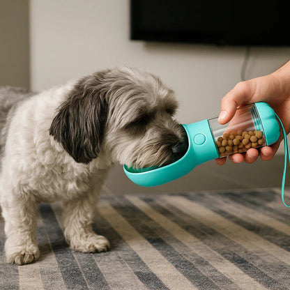 3-in-1 Portable Dog Water Bottle and Food Dispenser